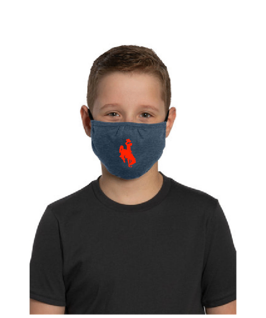 Bucking Horse Youth Shaped Face Mask - Vtg Blue