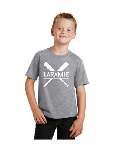 B3- Laramie Softball Youth Gildan T-Shirt (Sport Gray) D2