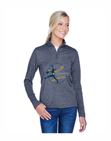 F - Laramie Girls Softball UltraClub Ladies' Cool & Dry Heathered Performance Quarter-Zip