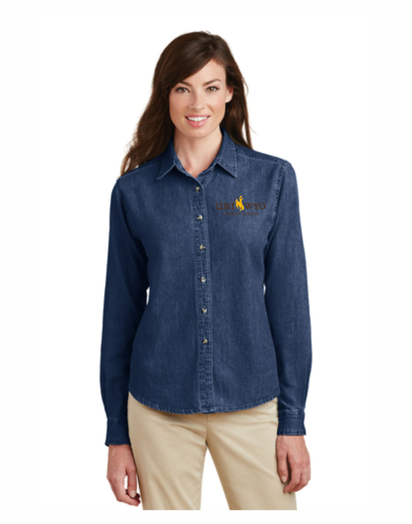 O1 - Port & Company® - Ladies Long Sleeve Value Denim Shirt