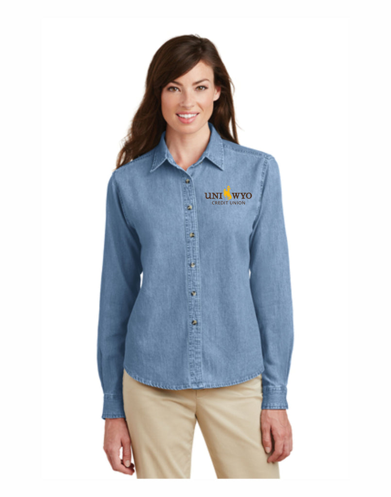 O2 - Port & Company® - Ladies Long Sleeve Value Denim Shirt
