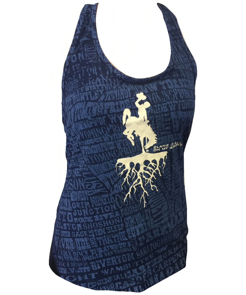 TA014 -  Towns Stained Roots Ideal Racerback Tank (Navy)
