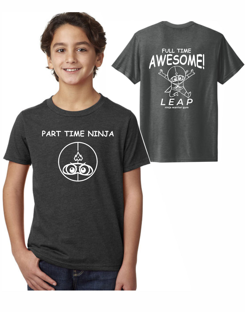 F2 - Leap Part Time Ninja Youth T (Graphite) - Front and Back Print