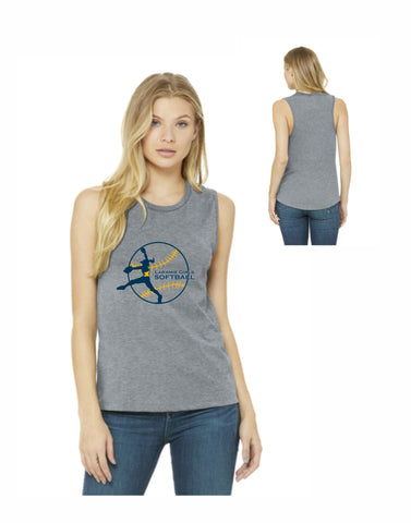 J1 - Laramie Girls Softball Bella + Canvas Ladies' Jersey Muscle Tank - Gray