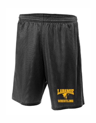 H - Laramie Wrestling Adult Tricot Mesh Short - Black